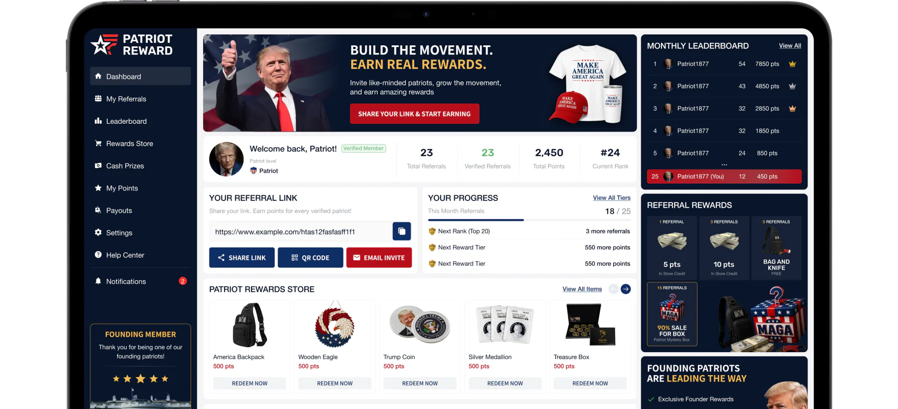 Patriot Loyalty dashboard preview